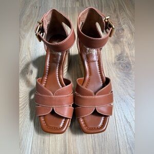 Vince Camuto Linoah Brown Espadrille Wedge Platform Sandals Size 7.5 M NWOT